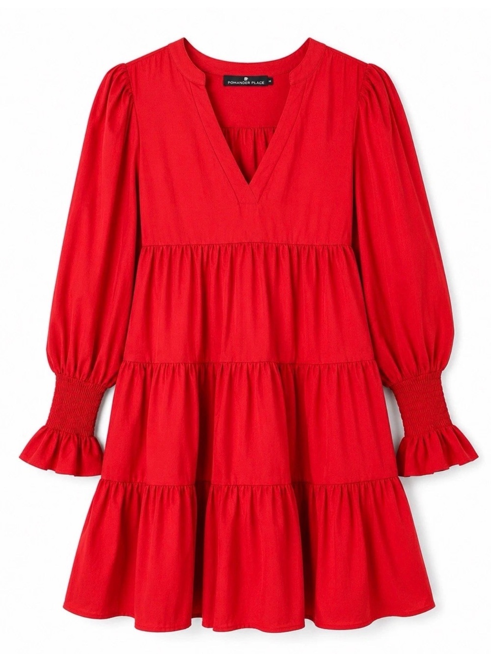 Tuckernuck Pomander Place Red Kenzo Dress S Crepe Puff Sleeve Tiered - Picture 3 of 8